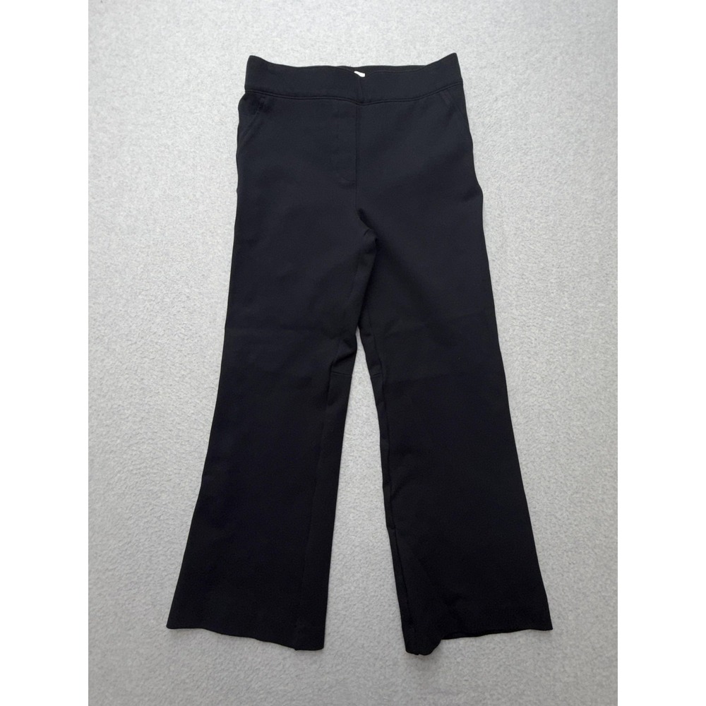 Spanx Pants Womens Medium Black Ponte Cropped Flare Pull On Stretch Shaping